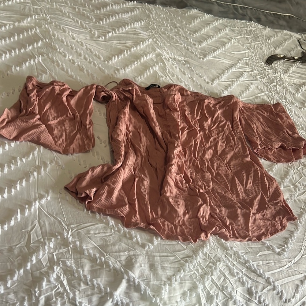 Pink mauve off shoulder blouse